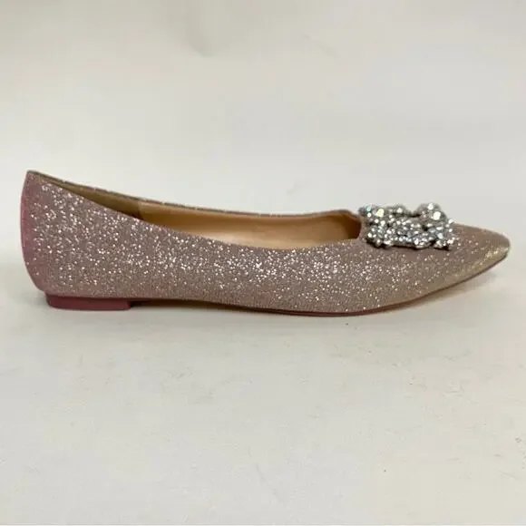 Erijunor Sparkly Ballet Flats Pink Silver Hangisi Embellished Glitter Pointed 7 - Picture 5 of 10